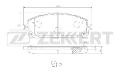 BS1698 ZEKKERT Комплект тормозных колодок, дисковый тормоз