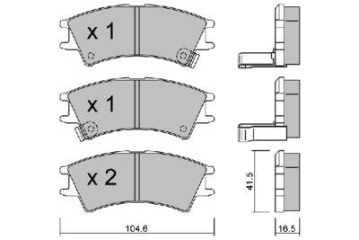 BPHY1903 AISIN Комплект тормозных колодок, дисковый тормоз