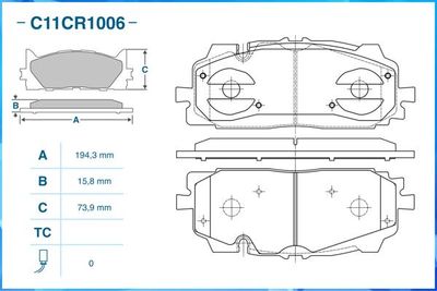 C11CR1006 CWORKS Комплект тормозных колодок, дисковый тормоз