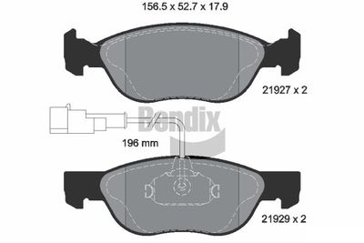 BPD1863 BENDIX Braking Комплект тормозных колодок, дисковый тормоз