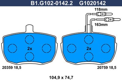 B1G10201422 GALFER Комплект тормозных колодок, дисковый тормоз