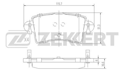 BS1004 ZEKKERT Комплект тормозных колодок, дисковый тормоз