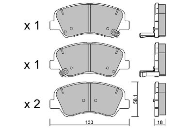 BPHY1011 AISIN Комплект тормозных колодок, дисковый тормоз