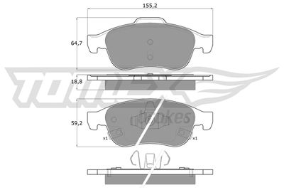 TX1818 TOMEX Brakes Комплект тормозных колодок, дисковый тормоз