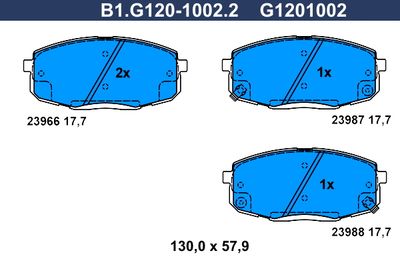 B1G12010022 GALFER Комплект тормозных колодок, дисковый тормоз