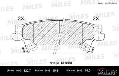 E110556 MILES Комплект тормозных колодок, дисковый тормоз
