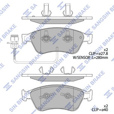 SP1788 Hi-Q Комплект тормозных колодок, дисковый тормоз