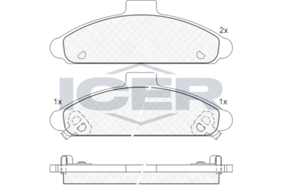 180963 ICER Комплект тормозных колодок, дисковый тормоз