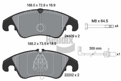 BPD1201 BENDIX Braking Комплект тормозных колодок, дисковый тормоз