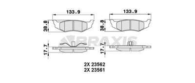 AA0255 BRAXIS Комплект тормозных колодок, дисковый тормоз