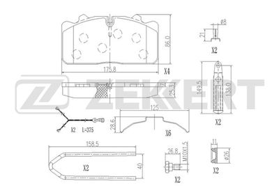 BS1283 ZEKKERT Комплект тормозных колодок, дисковый тормоз