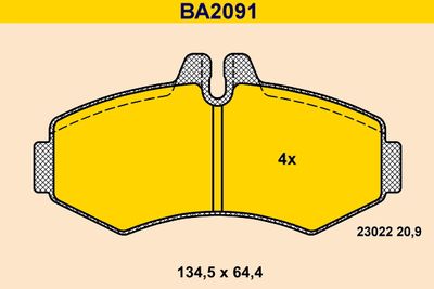 BA2091 BARUM Комплект тормозных колодок, дисковый тормоз