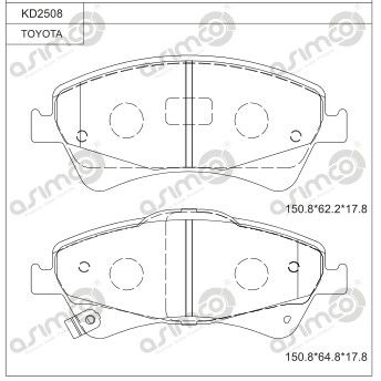 KD2508 ASIMCO Комплект тормозных колодок, дисковый тормоз