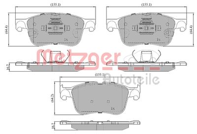 1170919 METZGER Комплект тормозных колодок, дисковый тормоз