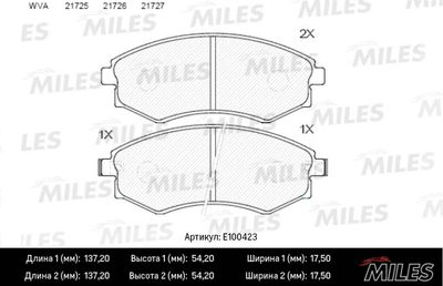 E100423 MILES Комплект тормозных колодок, дисковый тормоз