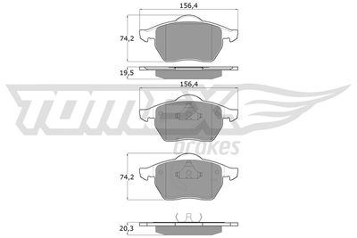 TX1212 TOMEX Brakes Комплект тормозных колодок, дисковый тормоз