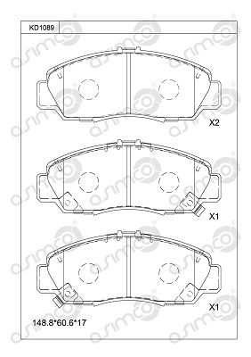 KD1089 ASIMCO Комплект тормозных колодок, дисковый тормоз