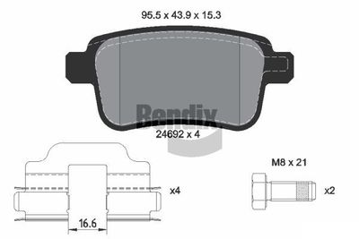 BPD1056 BENDIX Braking Комплект тормозных колодок, дисковый тормоз