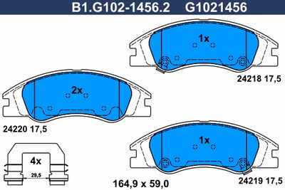 B1G10214562 GALFER Комплект тормозных колодок, дисковый тормоз