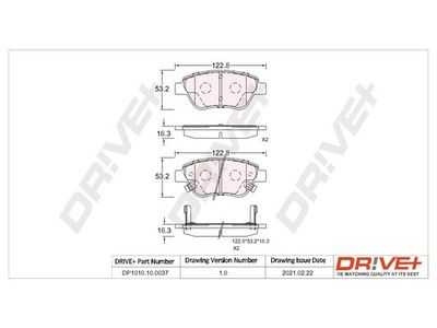 DP1010100037 Dr!ve+ Комплект тормозных колодок, дисковый тормоз