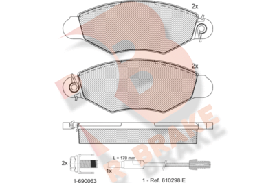 RB1217203 R BRAKE Комплект тормозных колодок, дисковый тормоз