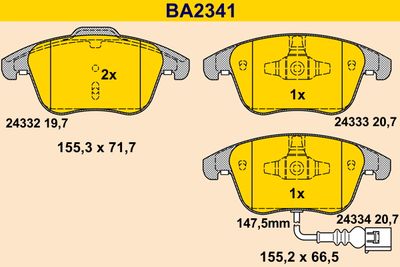 BA2341 BARUM Комплект тормозных колодок, дисковый тормоз