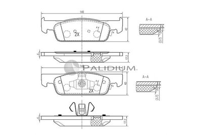 P11447 ASHUKI by Palidium Комплект тормозных колодок, дисковый тормоз