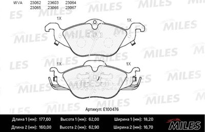 E100476 MILES Комплект тормозных колодок, дисковый тормоз