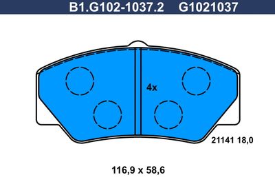 B1G10210372 GALFER Комплект тормозных колодок, дисковый тормоз