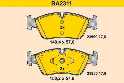 BA2311 BARUM Комплект тормозных колодок, дисковый тормоз