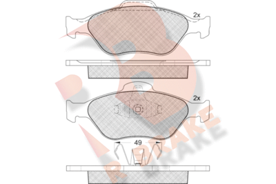 RB1343 R BRAKE Комплект тормозных колодок, дисковый тормоз