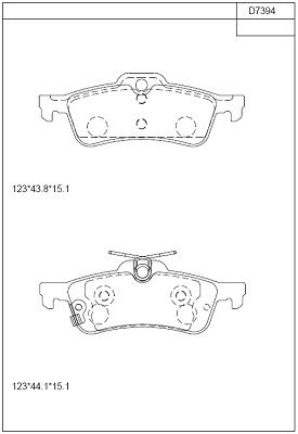 KD7394 ASIMCO Комплект тормозных колодок, дисковый тормоз