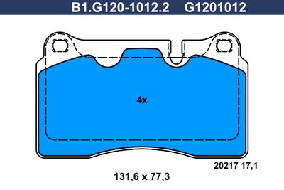 B1G12010122 GALFER Комплект тормозных колодок, дисковый тормоз