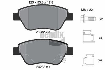 BPD1019 BENDIX Braking Комплект тормозных колодок, дисковый тормоз