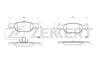 BS1045 ZEKKERT Комплект тормозных колодок, дисковый тормоз