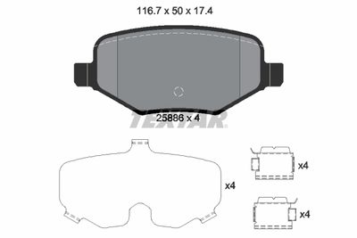 2588601 TEXTAR Комплект тормозных колодок, дисковый тормоз