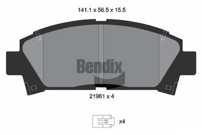 BPD1866 BENDIX Braking Комплект тормозных колодок, дисковый тормоз