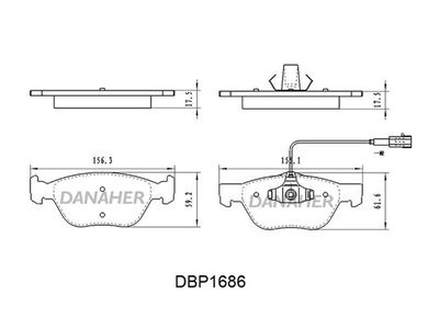 DBP1686 DANAHER Комплект тормозных колодок, дисковый тормоз