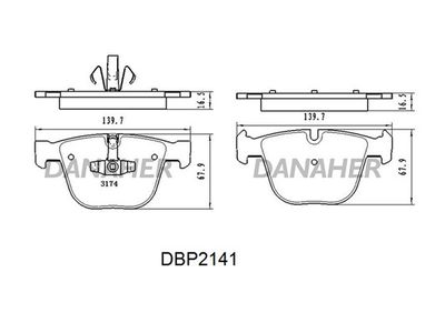 DBP2141 DANAHER Комплект тормозных колодок, дисковый тормоз