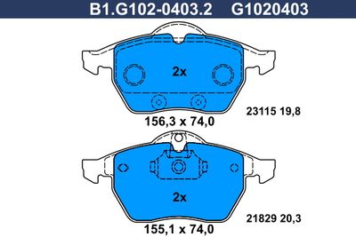 B1G10204032 GALFER Комплект тормозных колодок, дисковый тормоз