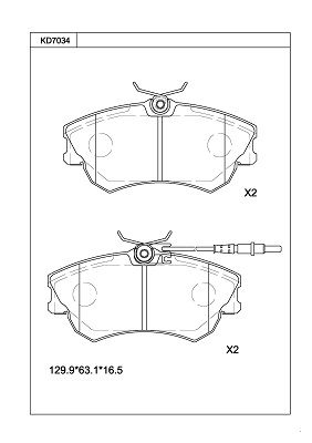 KD7034 ASIMCO Комплект тормозных колодок, дисковый тормоз