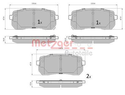 1170914 METZGER Комплект тормозных колодок, дисковый тормоз