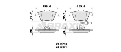 AB0420 BRAXIS Комплект тормозных колодок, дисковый тормоз