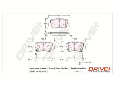 DP1010100088 Dr!ve+ Комплект тормозных колодок, дисковый тормоз