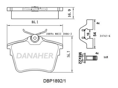 DBP18921 DANAHER Комплект тормозных колодок, дисковый тормоз