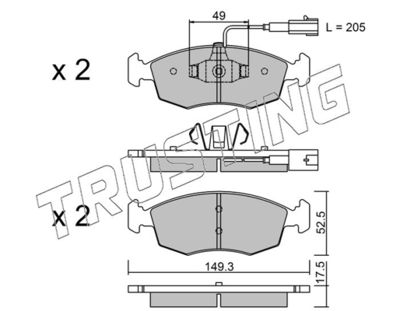 2834 TRUSTING Комплект тормозных колодок, дисковый тормоз
