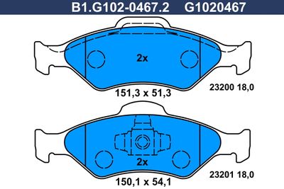 B1G10204672 GALFER Комплект тормозных колодок, дисковый тормоз