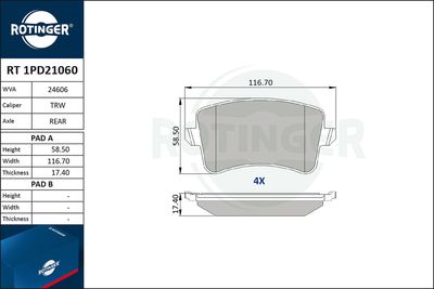 RT1PD21060 ROTINGER Комплект тормозных колодок, дисковый тормоз