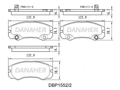 DBP15522 DANAHER Комплект тормозных колодок, дисковый тормоз