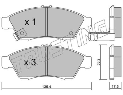 4530 TRUSTING Комплект тормозных колодок, дисковый тормоз